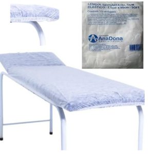 Lençol Descartavel c/ Elastico 2,00m x 90cm - Branco c/10 unidade