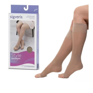 Meia 3/4 Sigvaris 120A  Audace 15-20 Suave Compressão Pont. Aberta
