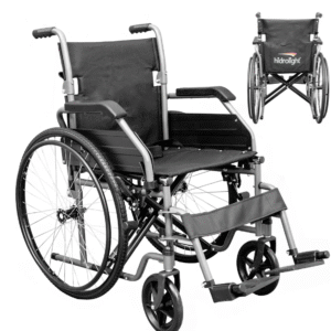 Cadeira de Rodas Hidrolight Basic 44cm Leve Dobrável Ac01 - 125kg Cinza-Escuro