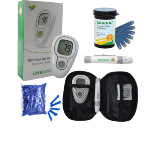 Kit Medidor Glicose Bioland G425-3 com 50 Tiras e 25 Lancetas